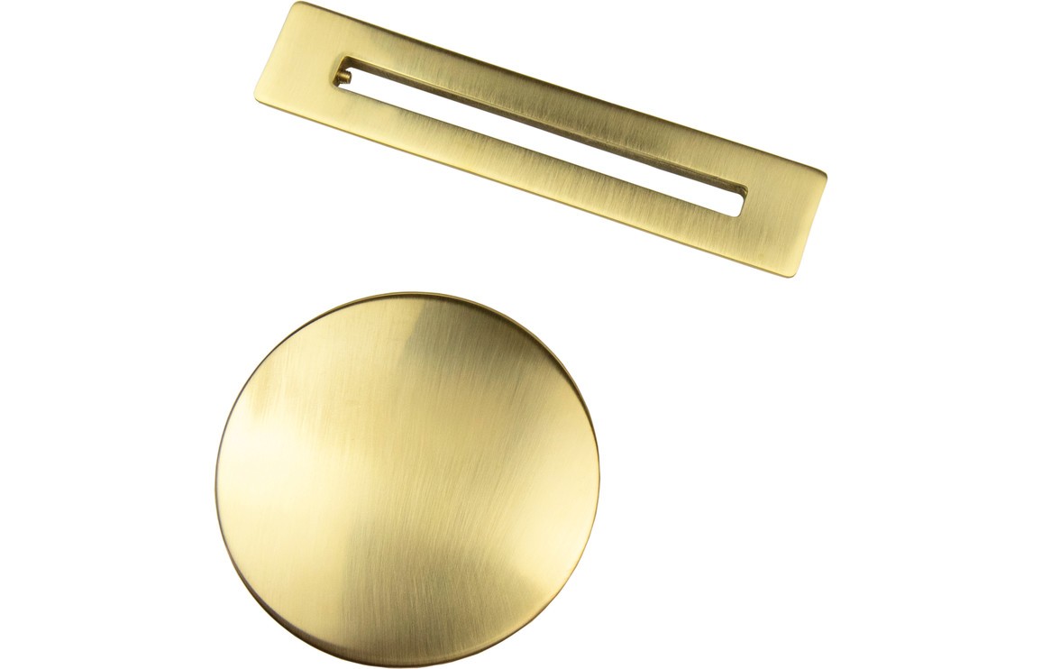 Floor Standing Bath Overflow & Waste Cover - Brushed Brass [PLUM105336]