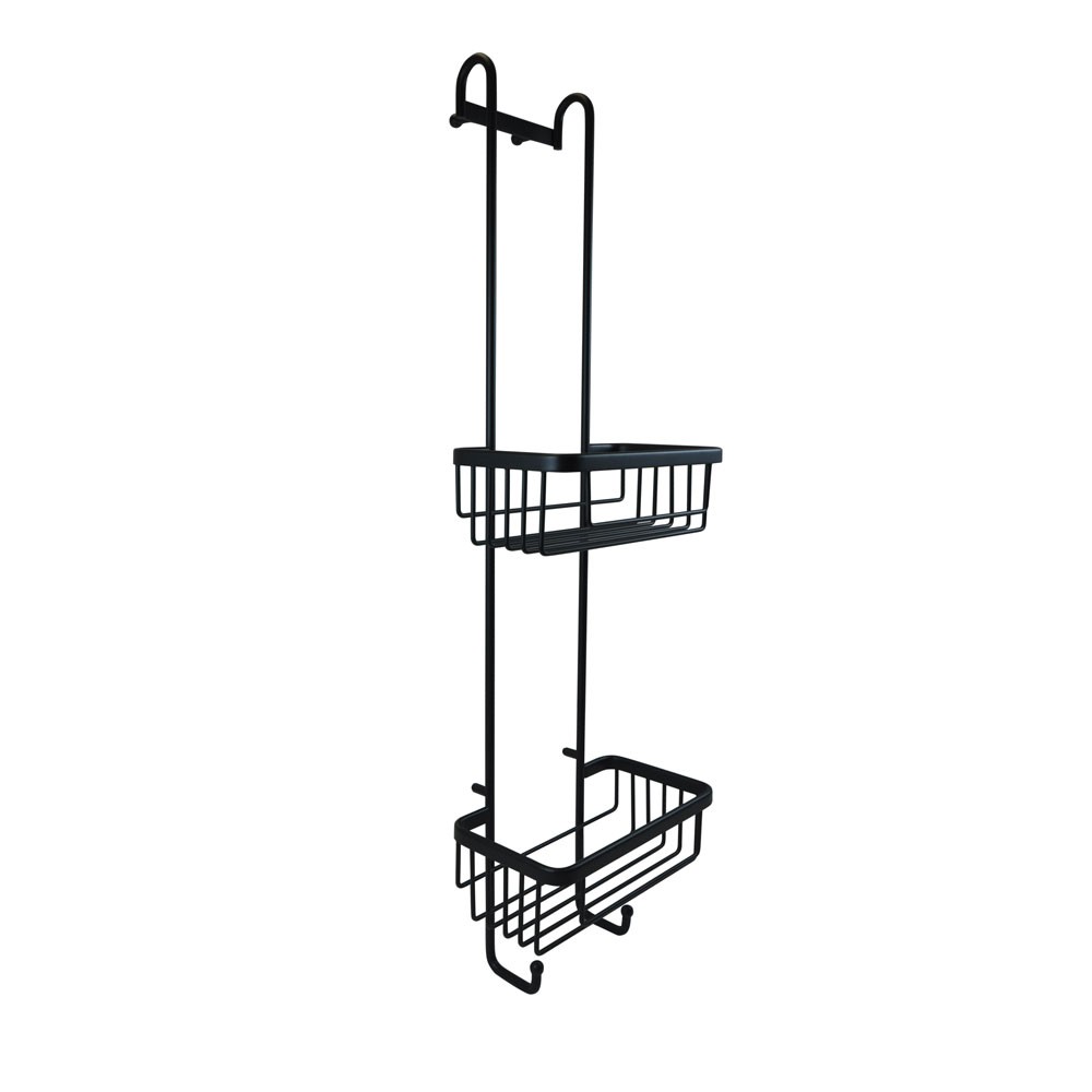 Roman - Double Hanging Basket with Hooks Matt Black [RSB01B]