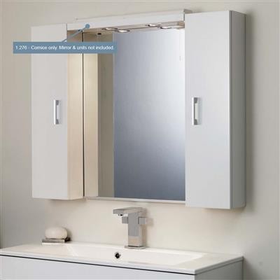 White wave top mirror cabinet
