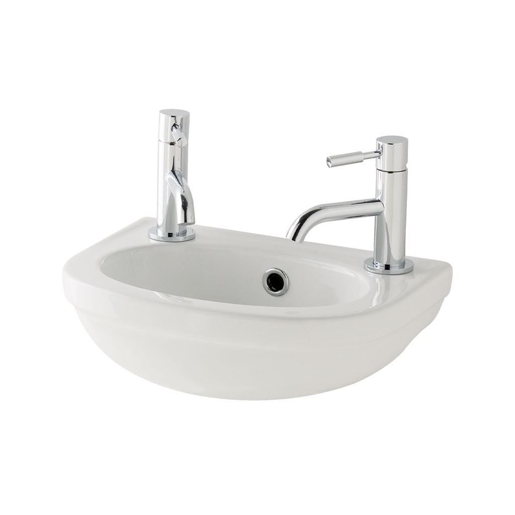 Eastbrook 26.0012 Dura Cloakroom Basin 450mm 2 Tapholes White (Brassware NOT Included)