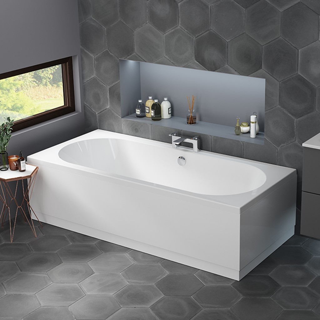 EASTBROOK 42.0141 Biscay Double Ended Straight Edge Bath 1800 x 800mm (440mm depth) 5mm Acrylic (Bath Panels NOT Included)