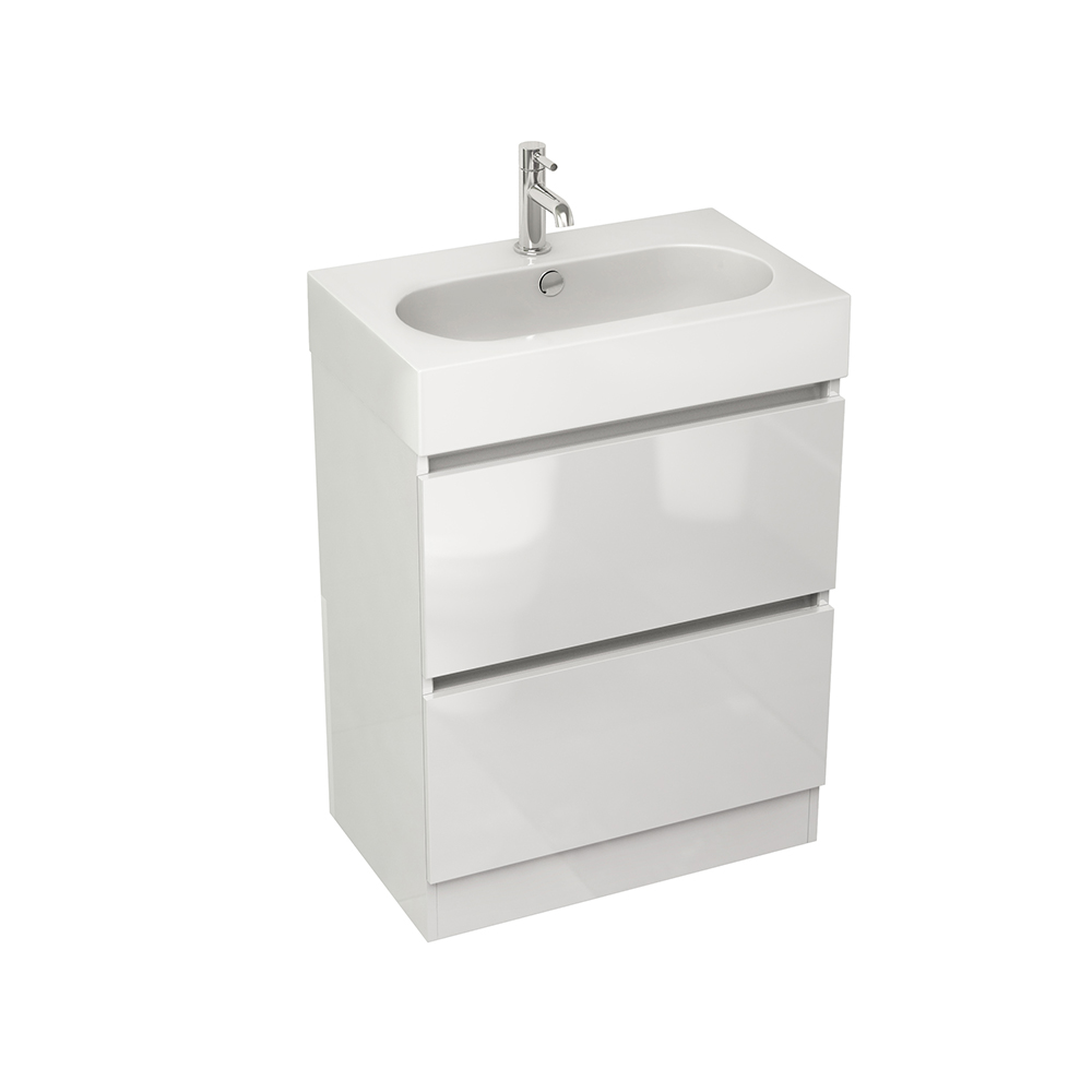 Imex Ceramics EC60FSWG Echo 600mm Two Drawer Floor Mounted Basin Unit White Gloss