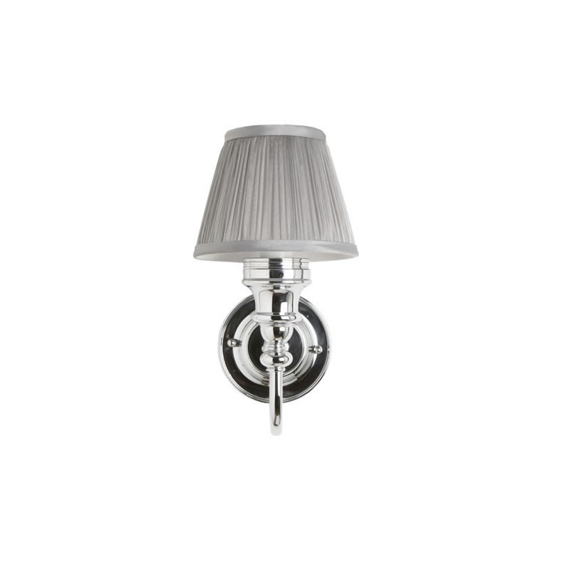 Burlington ELBL25 LED Ornate Base Wall Light Chrome & Chiffon Silver Pleated Shade