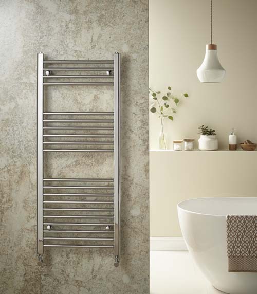 Redroom ELNC120040 Elan Straight Radiator 1200x400mm Chrome (Radiator Valves NOT Included)