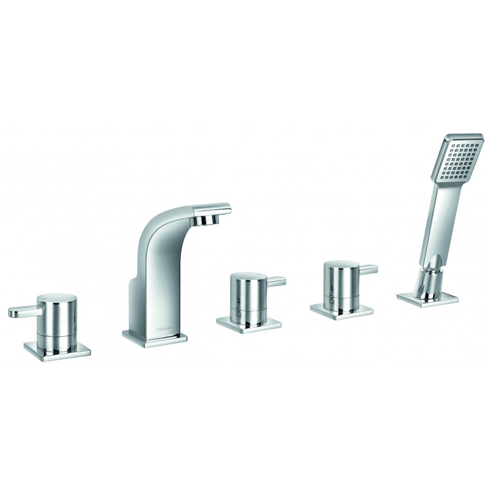 Flova ES5HBSM Essence 5-Hole Deck Mounted Bath & Shower Mixer/Shower Set Chrome