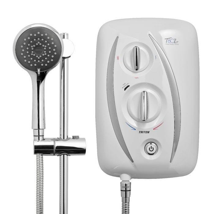 Triton 349476WC T80Z Thermostatic Fast-Fit Electric Shower 9.5kw White/Chrome