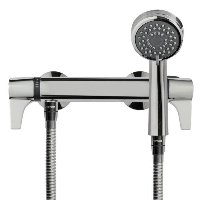 Triton 349966 Exe Lever Bar Mixer Shower with 3 Spray Pattern Shower Head Chrome