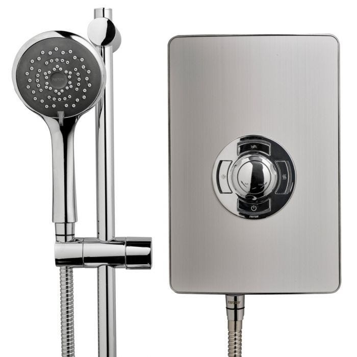 Triton 349351BR Aspirante Electric Shower 9.5k Brushed Steel