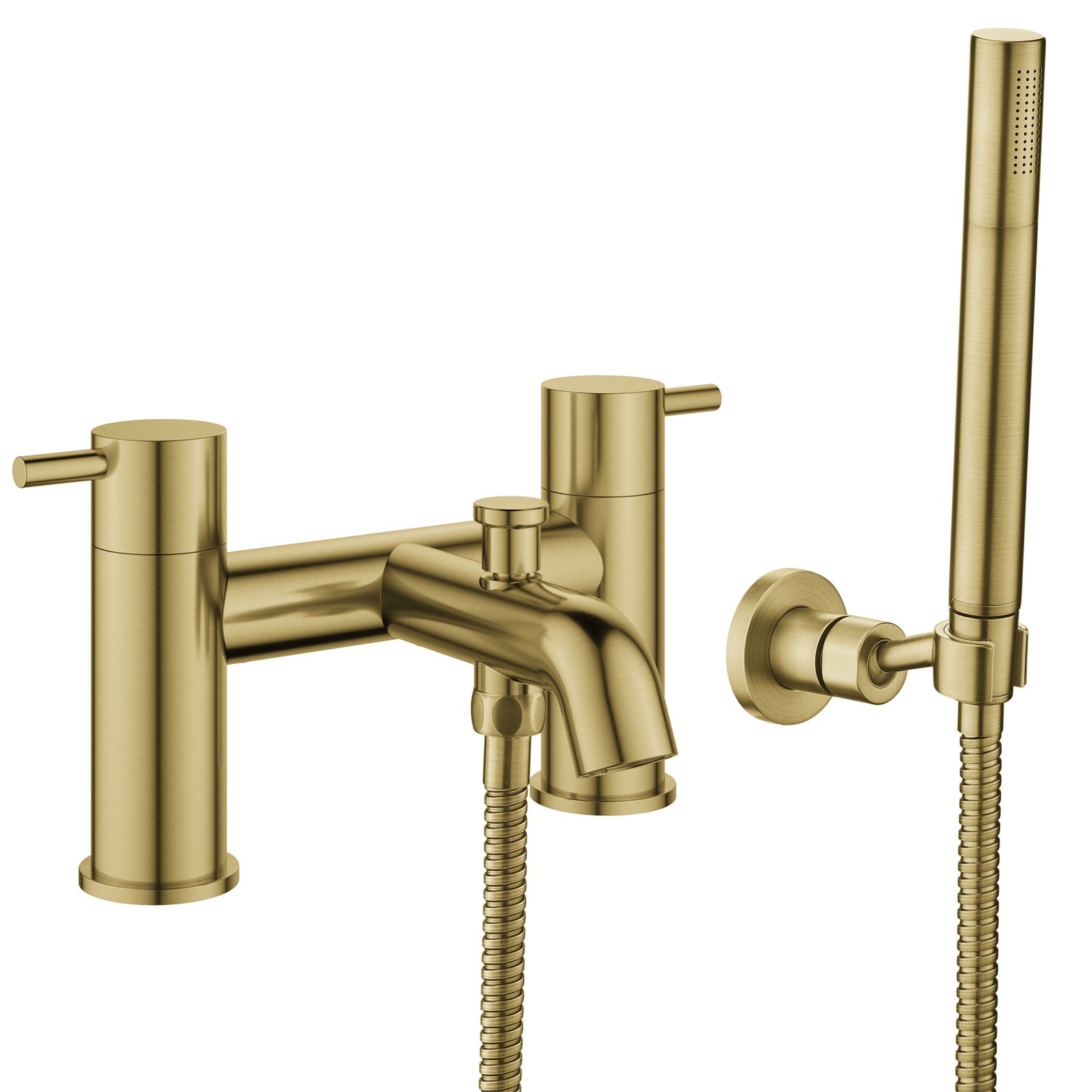 Flova Levo Deck Mounted Bath & Shower Mixer Tap (2 Tapholes) Brushed Brass [BRB-LVBSM]