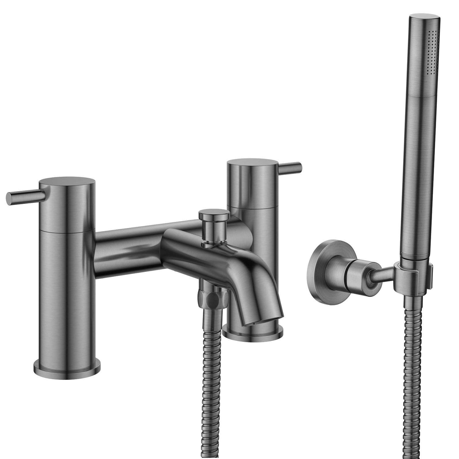 Flova Levo Deck Mounted Bath & Shower Mixer Tap (2 Tapholes) Gun Metal [GM-LVBSM]
