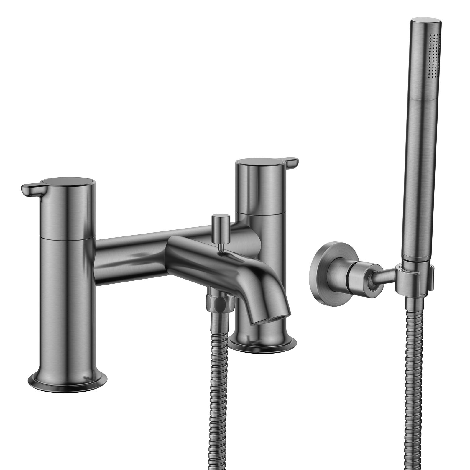 Flova Moonlight Deck Mounted Bath & Shower Mixer Tap (2 Tapholes) Gun Metal [GM-MLBSM]