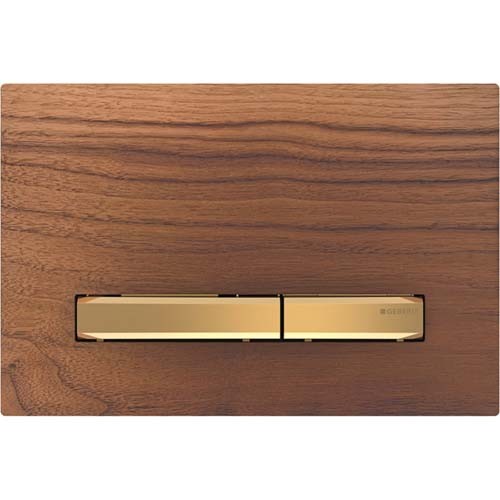 Geberit Sigma50 Dual Flush Plate - Matt Black Walnut / Brass [115672JX2]