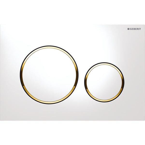 Geberit Sigma20 Flush Plate - White / Gold / White [115882KK1]