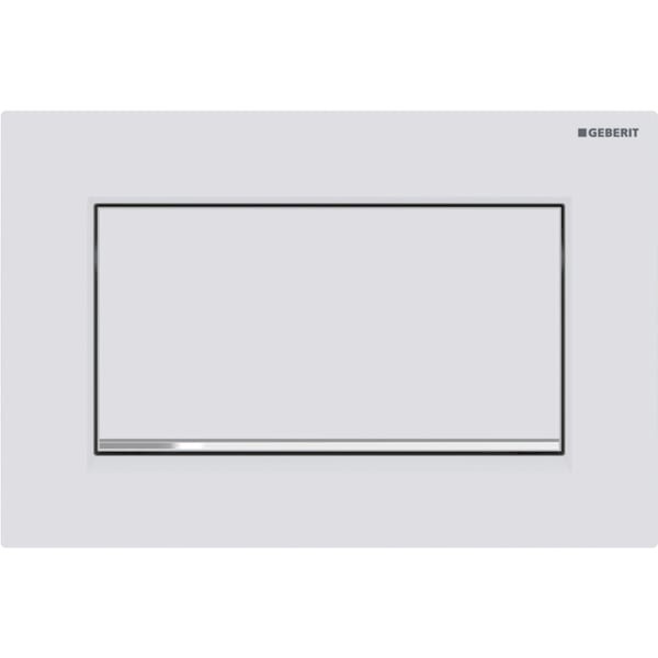 Geberit Sigma30 Stop and Go Flush Plate - White Matt Coated / Gloss Chrome Plated [115893JT1]