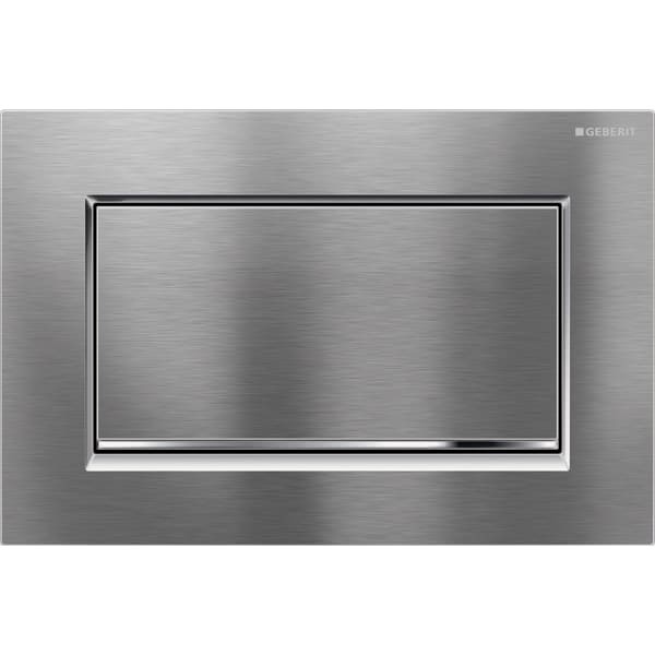 Geberit Sigma30 Stop and Go Flush Plate - Brushed chrome / Gloss chrome [115893KX1]