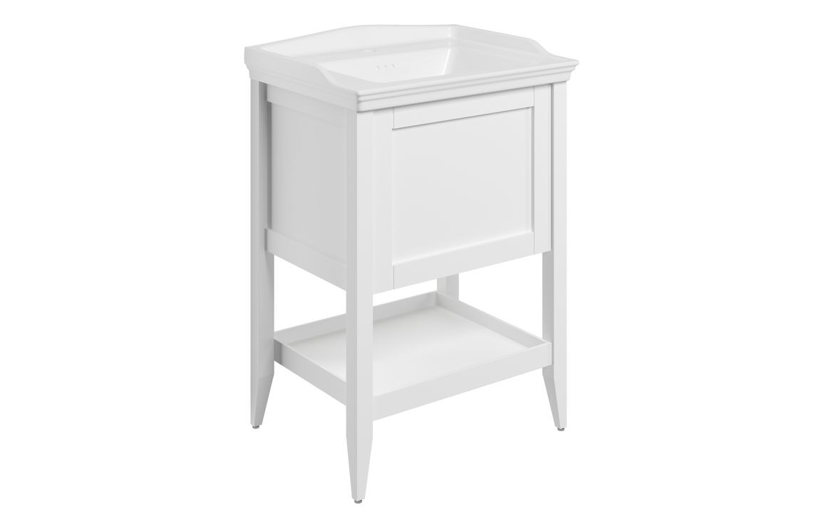 Granville Floor Standing Basin Unit (1 Drawer) 650mm with Basin (1TH) Matt White [PLUM116034]