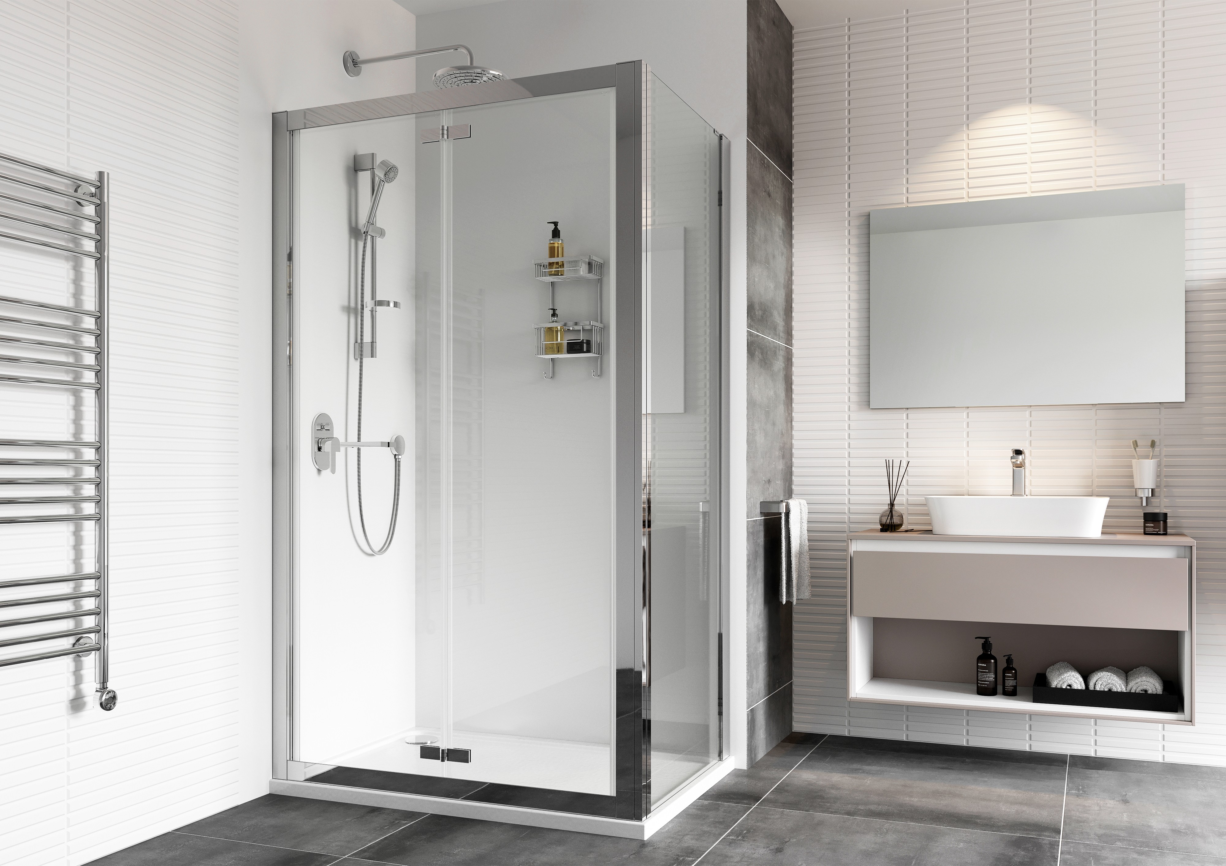 Roman Haven8 Bi-Fold Shower Door 1200mm - Alcove or Corner Fitting [H4B12CS] [SIDE PANEL NOT INCLUDED]