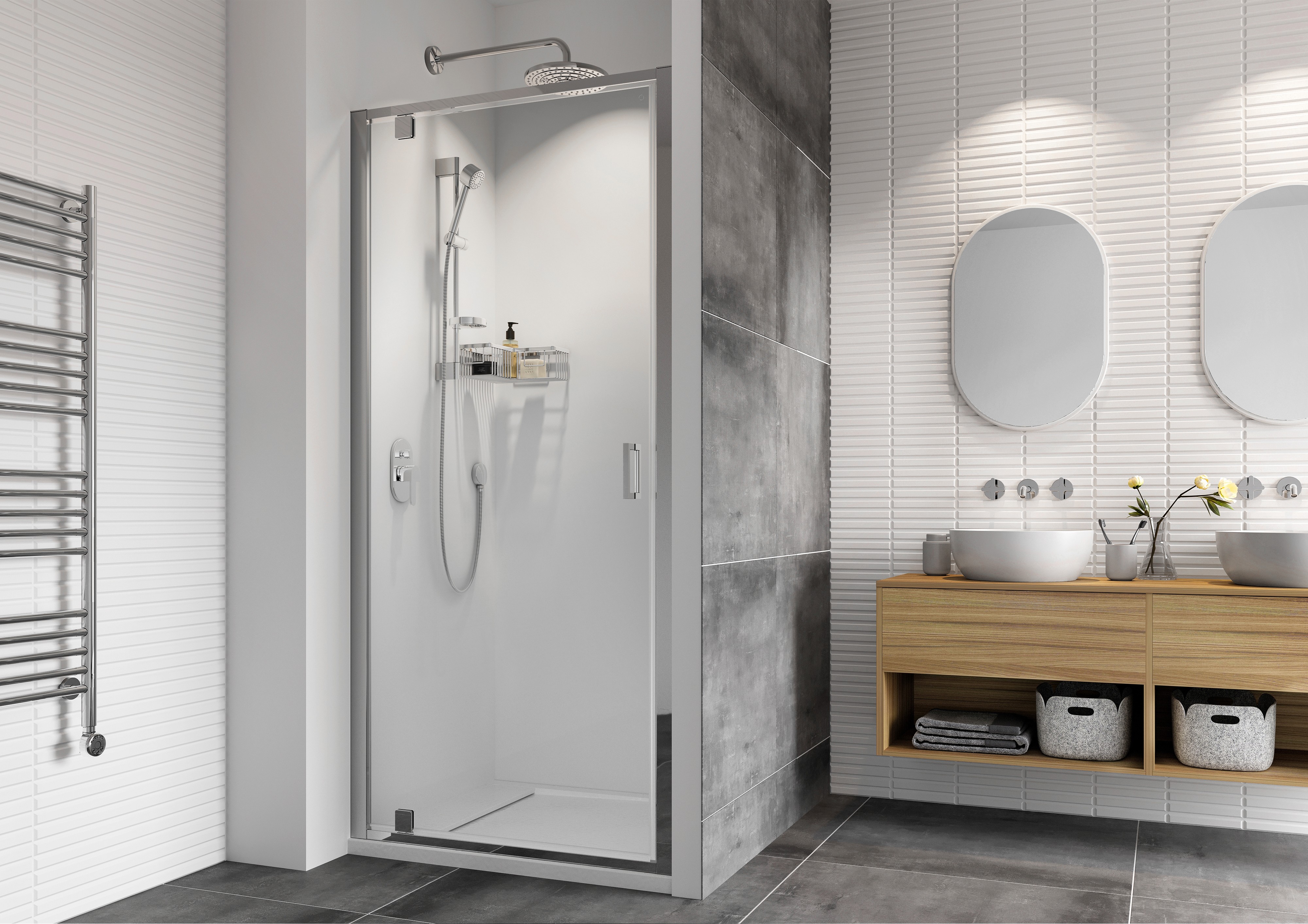 Roman Haven8 Pivot Shower Door 1000mm - Alcove or Corner Fitting [H4P10CS][PIVOT DOOR ONLY - SIDE PANEL NOT INCLUDED]