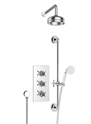 Heritage SDCDUAL03 Dawlish Recessed Shower with Premium Fixed Head Kit & Flexible Riser Kit Chrome