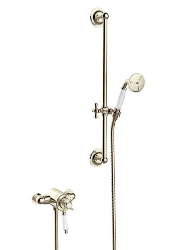 Heritage SDCDUAL10 Dawlish Exposed Shower with Premium Flexible Riser Kit Vintage Gold