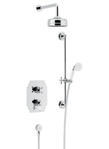 Heritage SGDUAL03 Glastonbury Recessed Shower with Premium Fixed Head & Flexible Riser Kit Chrome