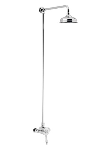 Heritage SGSIN03 Glastonbury Exposed Shower with Premium Fixed Riser Kit Chrome & White Handle