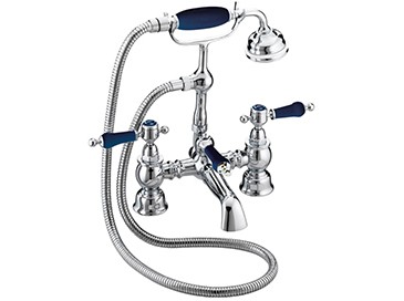 Heritage TGRBL02 Glastonbury Bath Shower Mixer Chrome with Midnight Blue Handles