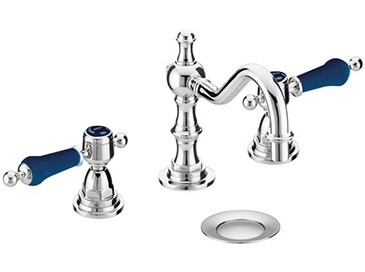 Heritage TGRBL09 Glastonbury 3-Taphole Swivel Spout Basin Mixer Chrome with Midnight Blue Handles