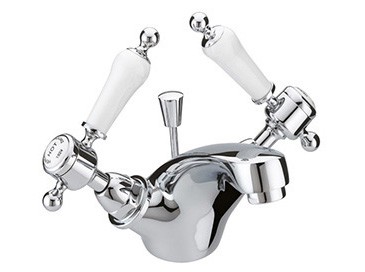 Heritage TGRC04 Glastonbury Basin Mixer Chrome with White Lever Handles