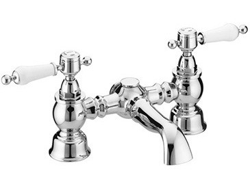 Heritage TGRC07 Glastonbury Bath Filler Taps Chrome with White Handles