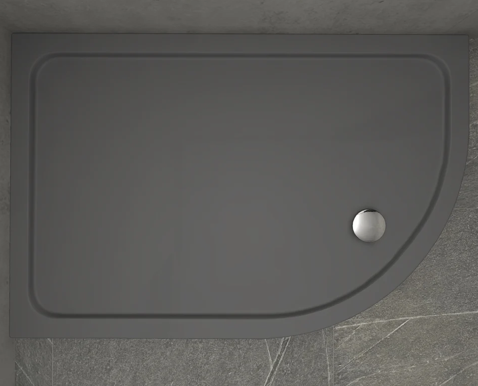 Kudos KStone Slip Resistant Offset Quadrant Shower Tray (RH) 1200 x 800mm - Slate Grey [KSQ12080RHSRGR]