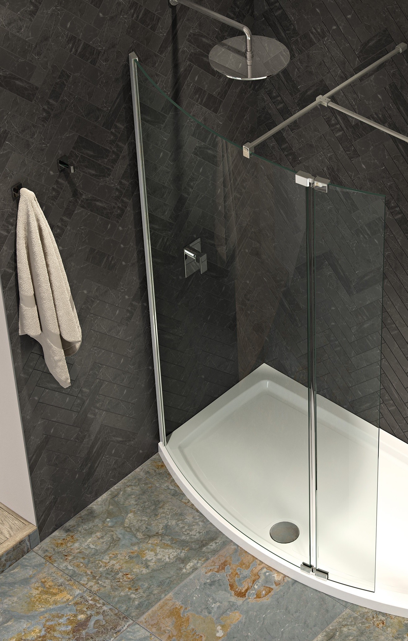 Kudos Ultimate 8mm Curved Glass Shower Panel 700mm (Fixings & Deflector Panel NOT Included) [5WPCV700]