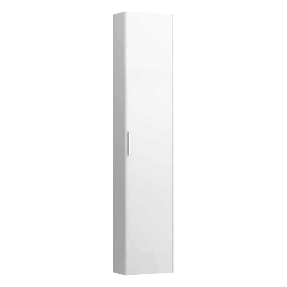 Laufen 26411102611 Base Tall Cabinet with Small Projection - 1x Left Hinged Door/1x Fixed Shelf & 4x Glass Shelves 185x350x1650mm Gloss White