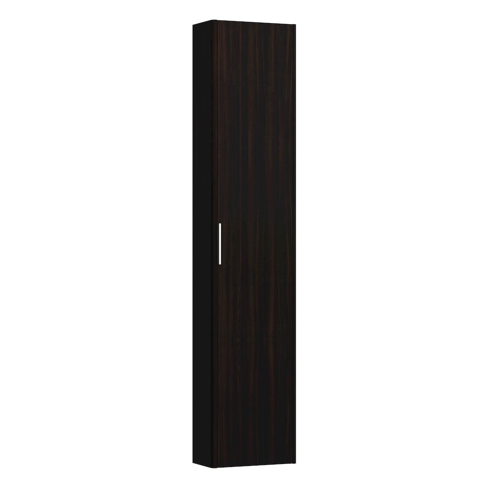 Laufen 26411102631 Base Tall Cabinet with Small Projection - 1x Left Hinged Door/1x Fixed Shelf & 4x Glass Shelves 185x350x1650mm Dark Brown Elm