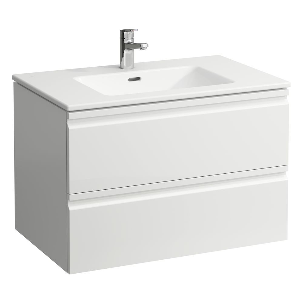 Laufen 619634751041 Pro S Vanity Unit - 2x Drawer & Slim Washbasin 800x500x545mm Gloss White (Brassware NOT Included)