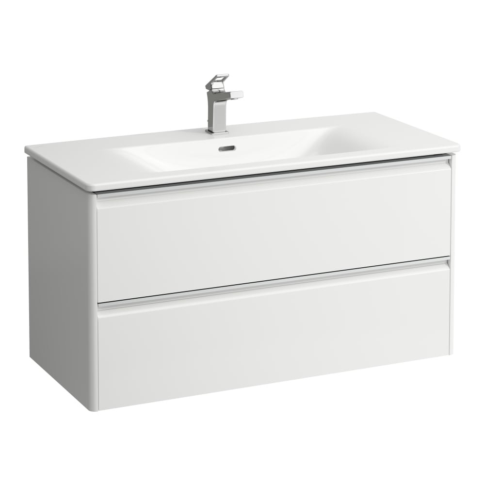 Laufen 8607072601041 Palace Combipack Slim Washbasin with 2-Drawer Vanity Unit 450x545x1000mm White (Brassware NOT Included)