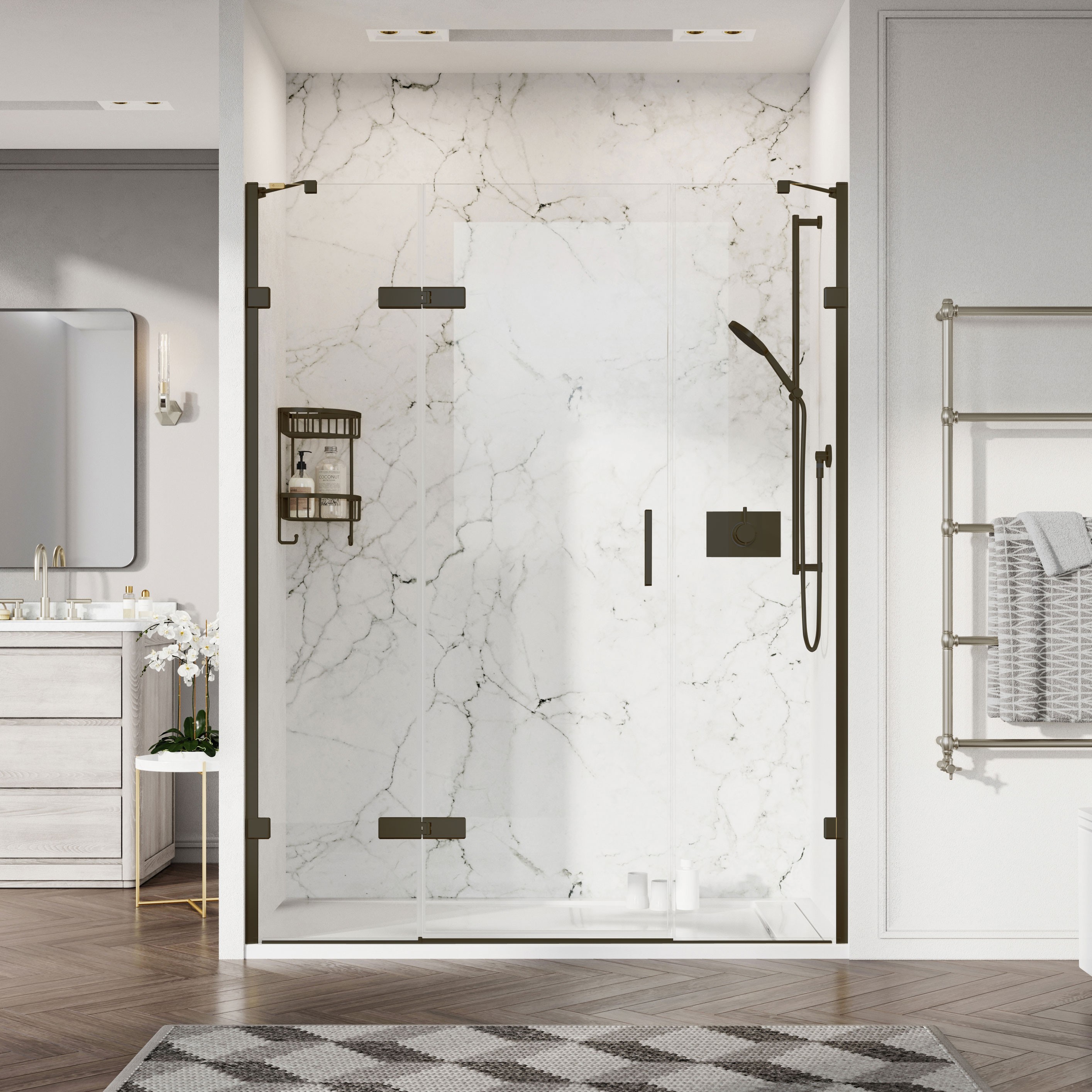 Roman Liberty 10 Hinged Door for Corner Fitting - Brushed Nickel [TLHDR13N] [IN-LINE & SIDE PANEL NOT INCLUDED]