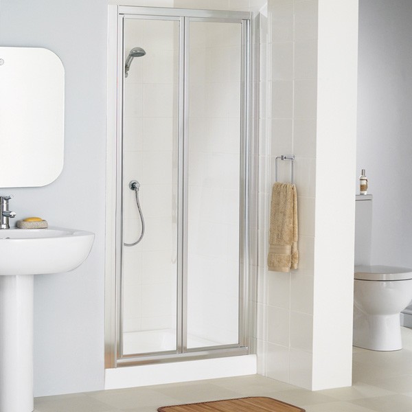 Lakes LK1B080W Classic 6mm Framed Bi-Fold Shower Door 800x1850mm White Frame (Side Panel NOT Included)