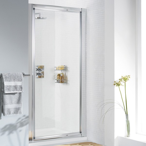 Lakes LK1P070W Classic 6mm Framed Pivot Shower Door 700x1850mm White Frame (Side Panel NOT Included)