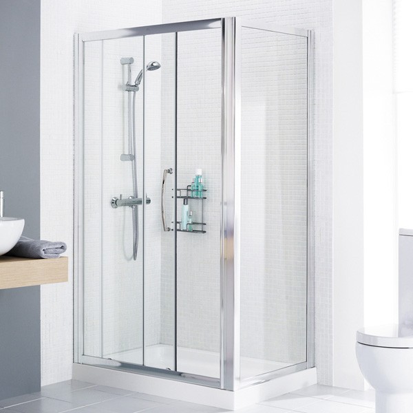 Lakes LKV2S130S Classic 6mm Semi-Frameless Slider Shower Door 1300x1850mm Polished Silver Frame (Side Panel NOT Included)