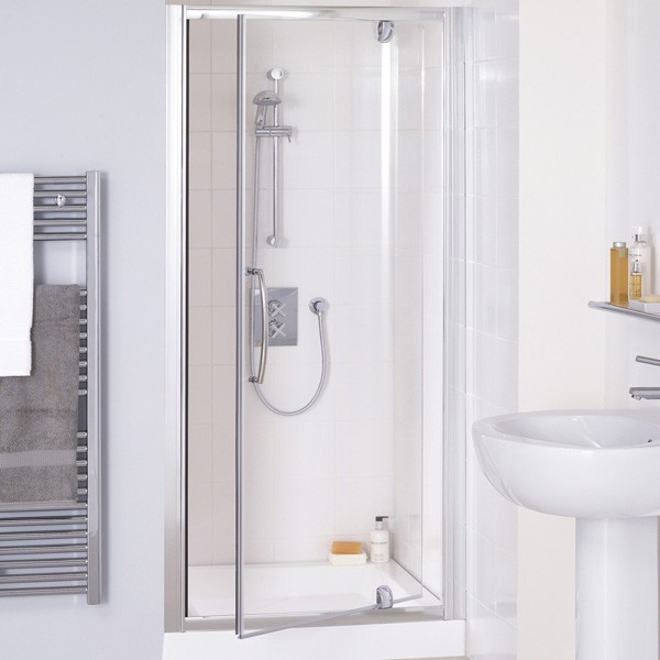 Lakes LKVP100W Classic 6mm Semi-Frameless Pivot Shower Door 1000x1850mm White Frame (Side Panel NOT Included)