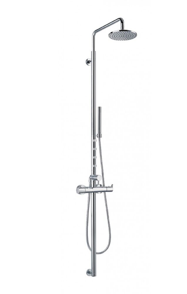 Flova LVSP Levo Exposed Thermostatic Shower Column with Handshower Set/Body Jets & Over Head Shower Chrome