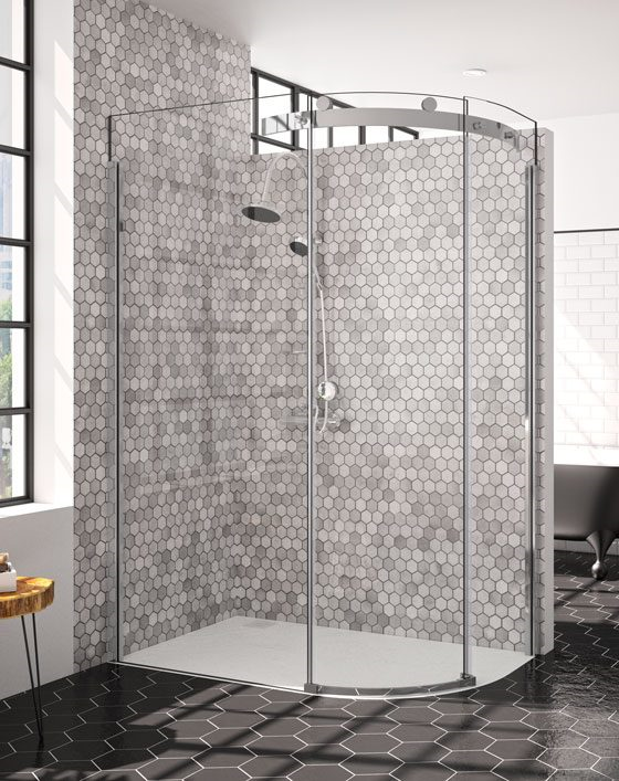 MERLYN MS103241BL Series 10 Single Door Offset Quadrant with Shower Tray 1200x900mm Smoked Matt Black Glass Left Hand 