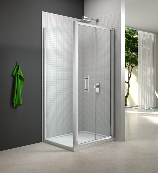 MERLYN M67221B Series 6 Bifold Shower Door 900mm with Shower Tray Chrome