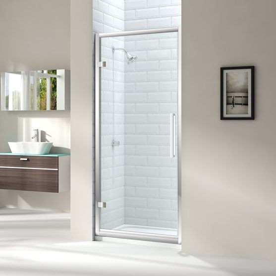 MERLYN M81231P2H Series 8 Hinged Shower Door 1000mm with In-Line Panel 210mm Chrome Frame