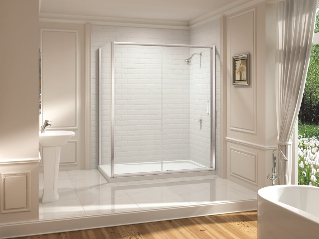 MERLYN M8P2200 Series 8 In-Lline Panel 210mm for Sliding Hinged & In-Fold Shower Door Chrome Framed