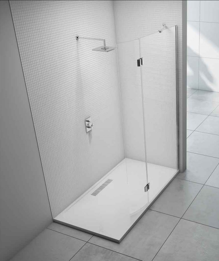 MERLYN M8SWC900 Series 8 - Showerwall with Curved Hinged Panel 900mm