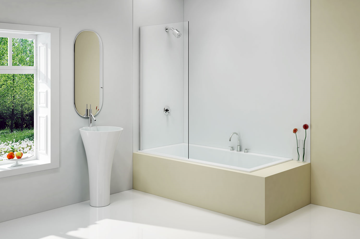 MERLYN MB14 Fixed Square Panel Bath Screen 800x1500mm