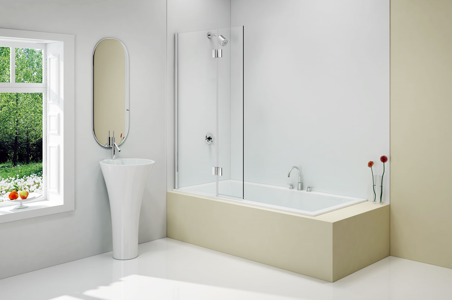 MERLYN MB7AR 2 Panel Hinged Bath Screen 850x1500mm - Right Hand