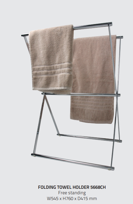 Miller 5668CH Classic Folding/Freestanding Towel Holder 760x545mm Chrome